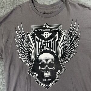 Tapout‎ T Shirt Men's XXL Graphic Skull Wings MMA  UFC Brown Grunge
